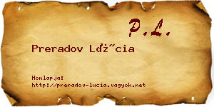 Preradov Lúcia névjegykártya